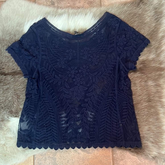 Express Blue Lace Top‎ size Small - Picture 3 of 3